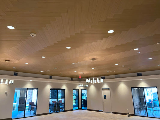 Mode Acoustic Wood Ceiling Herringbone Plank System